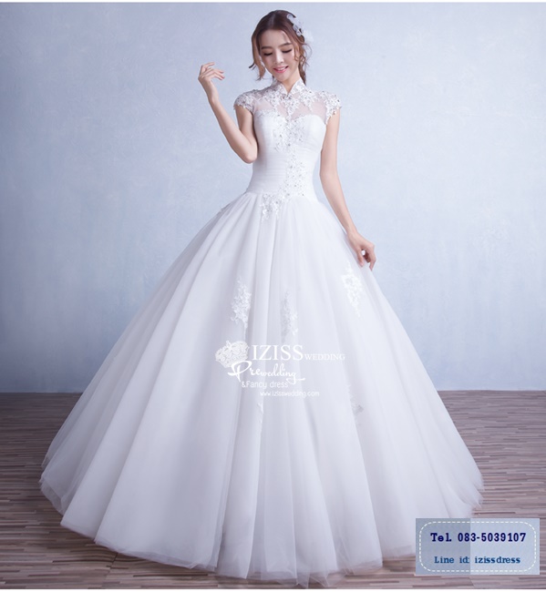 BR202 **พรีออเดอร์**ชุดแต่งงาน&ชุดเจ้าสาวแบบยาวสีขาวเกรดพรีเมี่ยม หรูหราน่ารัก สวยโดดเด่นไม่ซ้ำใคร