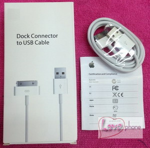 สายชาร์จ iPhone2G/3,3GS/4,4S iPad1,2,3 iPod1,2,3 USB Original Genuine Cable ส่งฟรี!!!