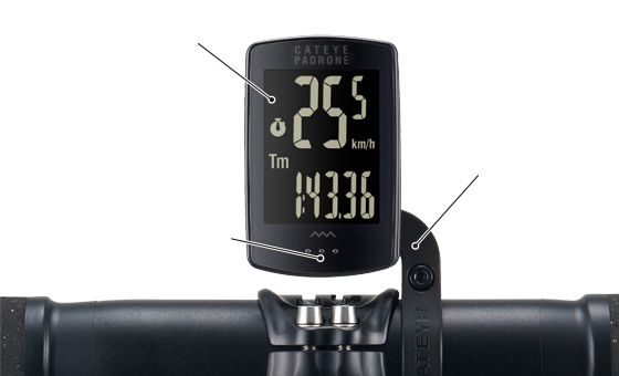ไมล์จักรยาน CatEye Padrone Stealth จอ LCD เเบบเเบคดำตัวหนังสือขาว