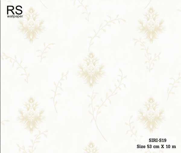 วอลเปเอร์ ลายดอกไม้วินเทจสีทองอ่อน พื้นสีขาว SIRI-S19
