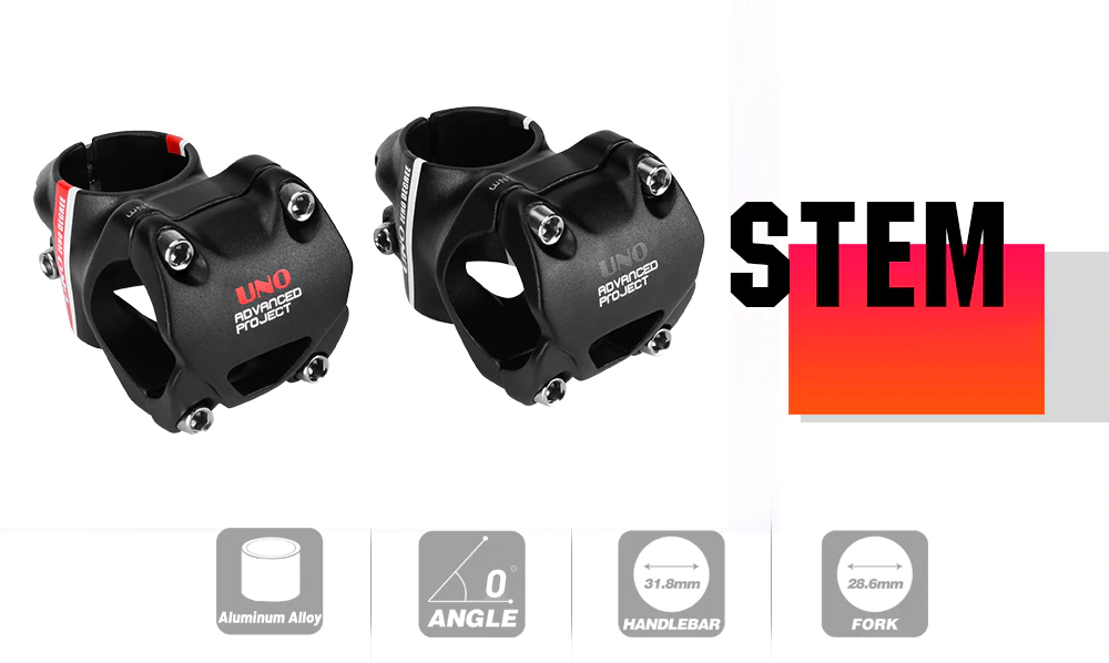 สเต็มจักรยานอลูมิเนียม UNO 0 degree ยาว 35มม. 45มม.