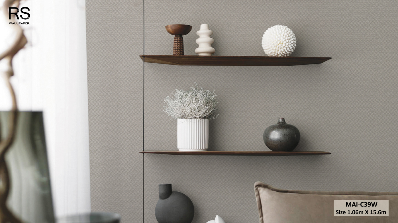 วอลเปเปอร์ลายผ้าสีเทาเข้ม MAI-C39W