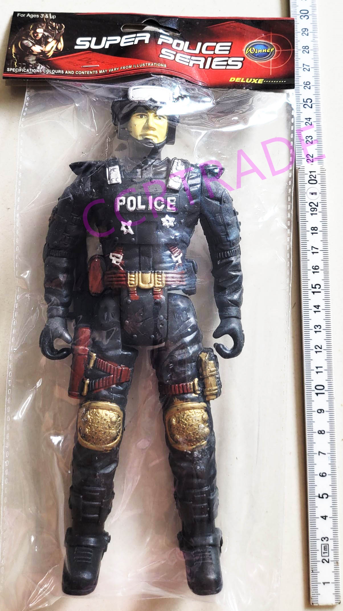 หุ่นตำรวจคอมมานโด+ปืนถุง PVC 30 ซม.