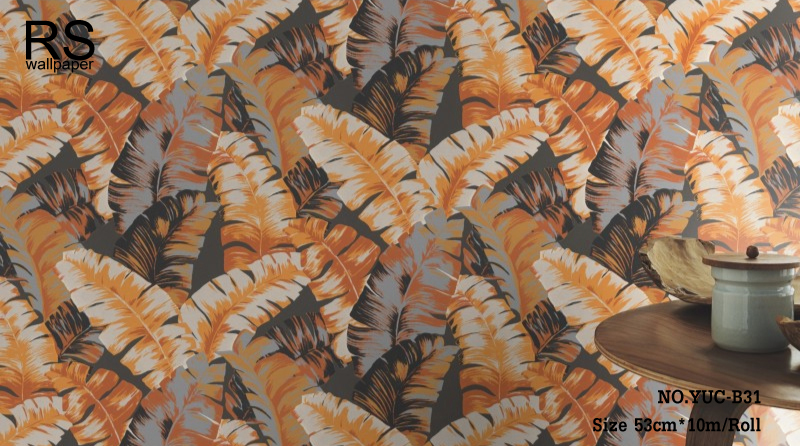 วอลเปเปอร์ลายใบตองพื้นสีดำ (Tropical style) YUC-B31
