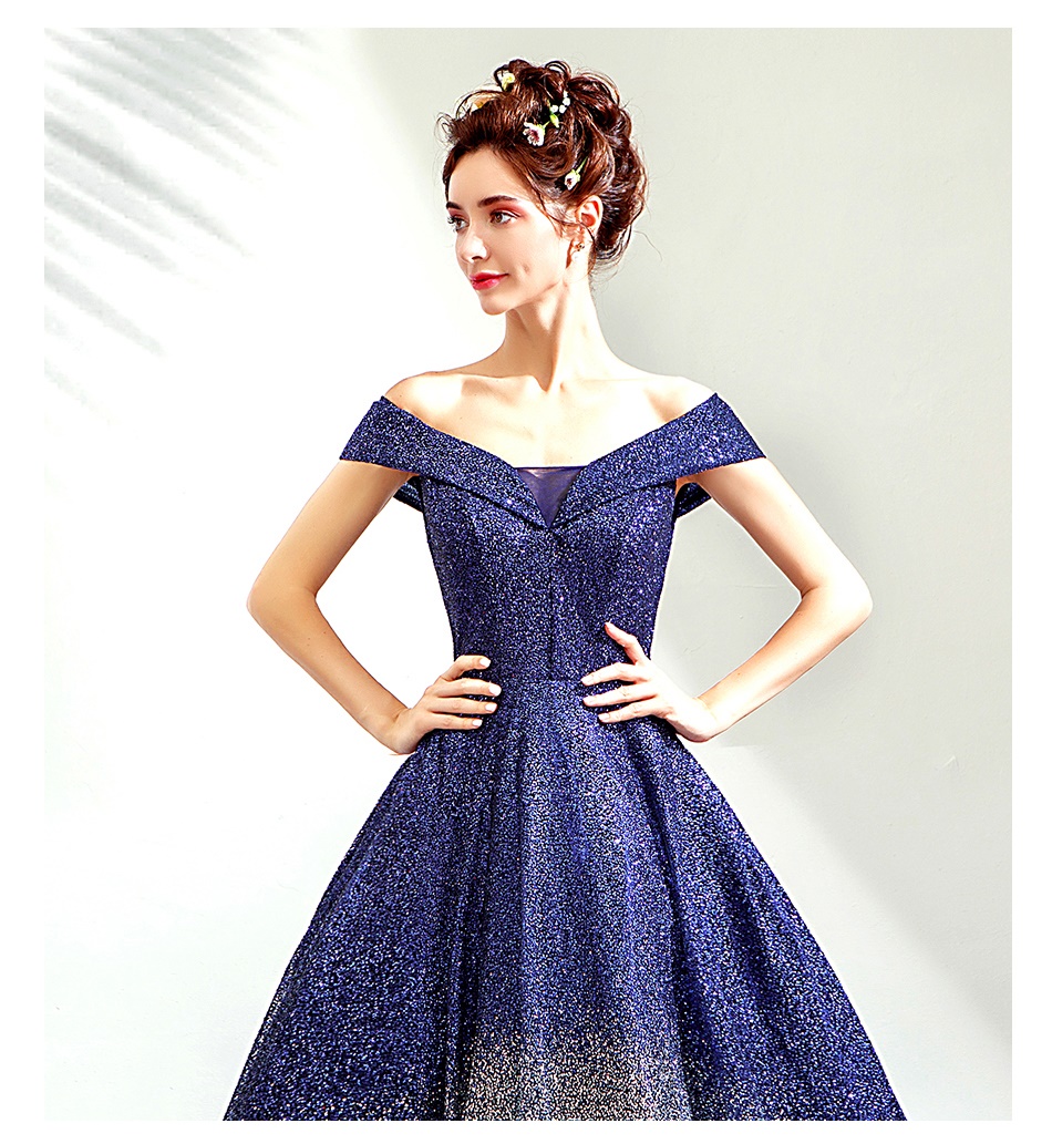 DL108 **พรีออเดอร์** ชุดออกงานสีน้ำเงิน ชุดราตรี เดรสยาวออกงาน (Night party dresses) ชุดไปงานแต่งงานสวยๆ "ธีมสีน้ำเงิน"