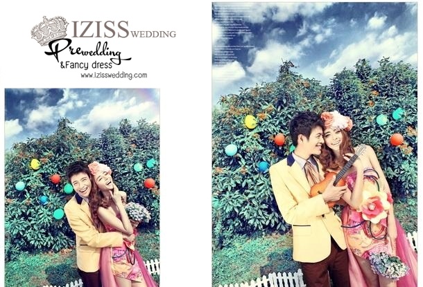 PW025 - **เลิกผลิตค่ะ** ชุดคู่ถ่ายพรีเวดดิ้ง (prewedding dress) & ชุดแต่งงานแฟนซี (Fancy wedding dress)ชายหญิง "ธีมสีชมพู-เหลือง"