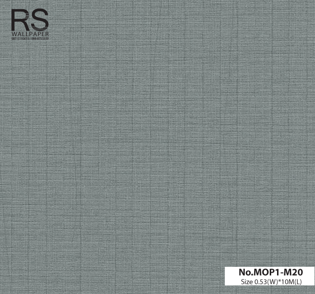 วอลเปเปอร์สีเทาอมฟ้าน้ำเงิน มีลายเส้นในตัว No.MOP1-M20