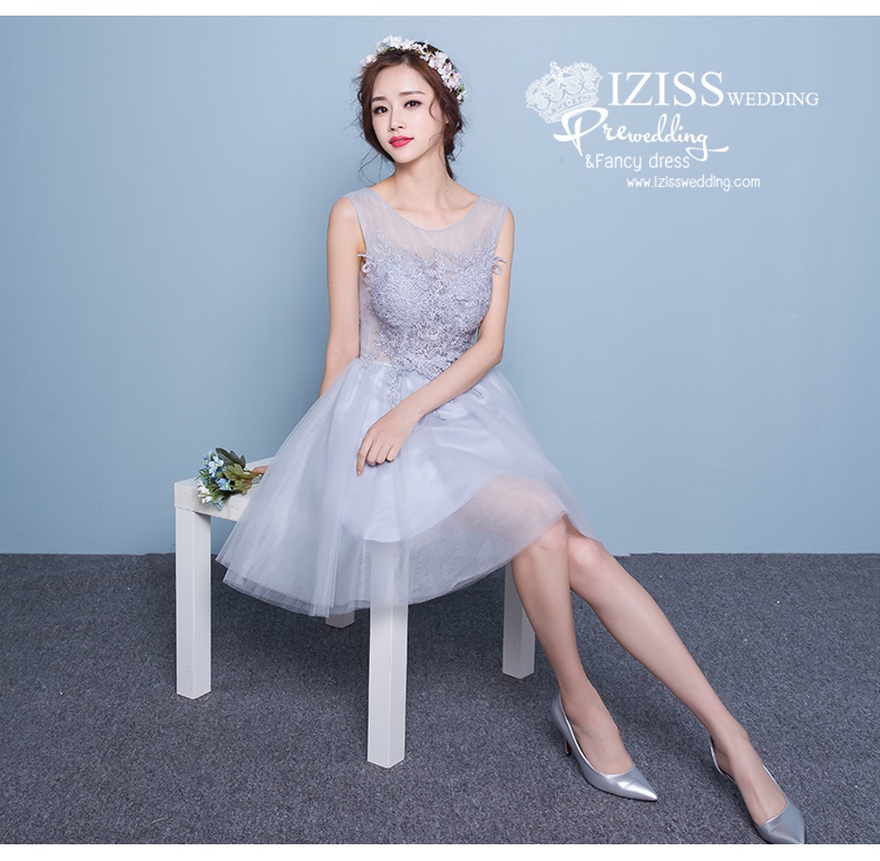 DS009 - **Pre order**ชุดราตรีหรู เดรสสั้นออกงาน (short dresses) ชุดไปงานแต่งงานสวยๆ ชุดยกน้ำชา "ธีมสีเทา"
