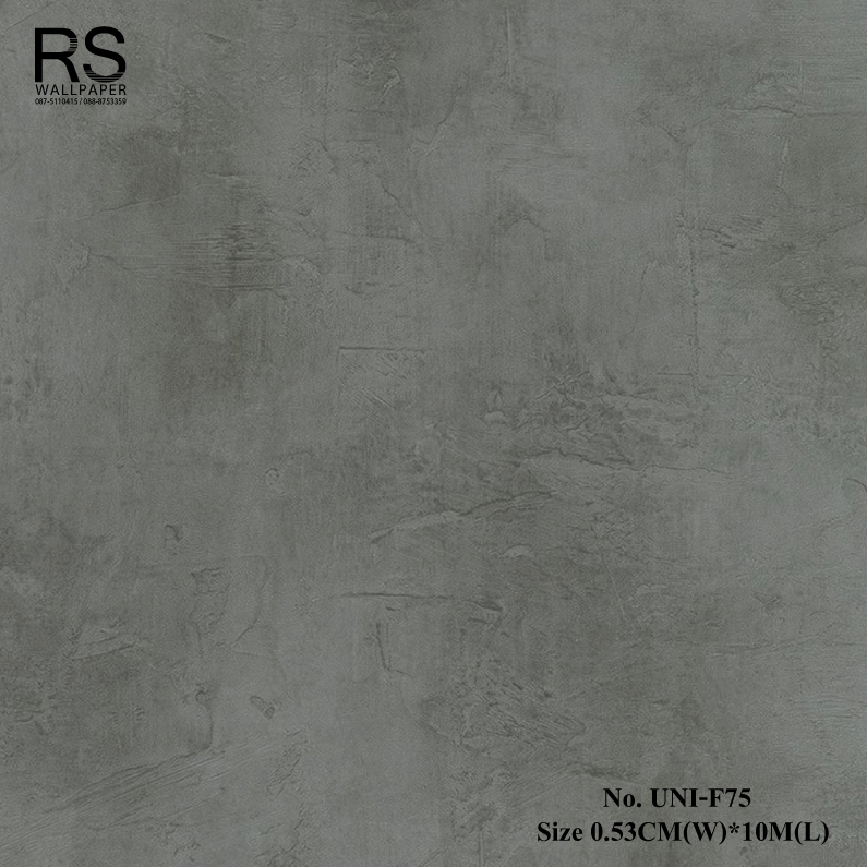 วอลเปเปอร์ติดผนัง ลายปูนเปลือย สีเทาเข้ม No.UNI-F75