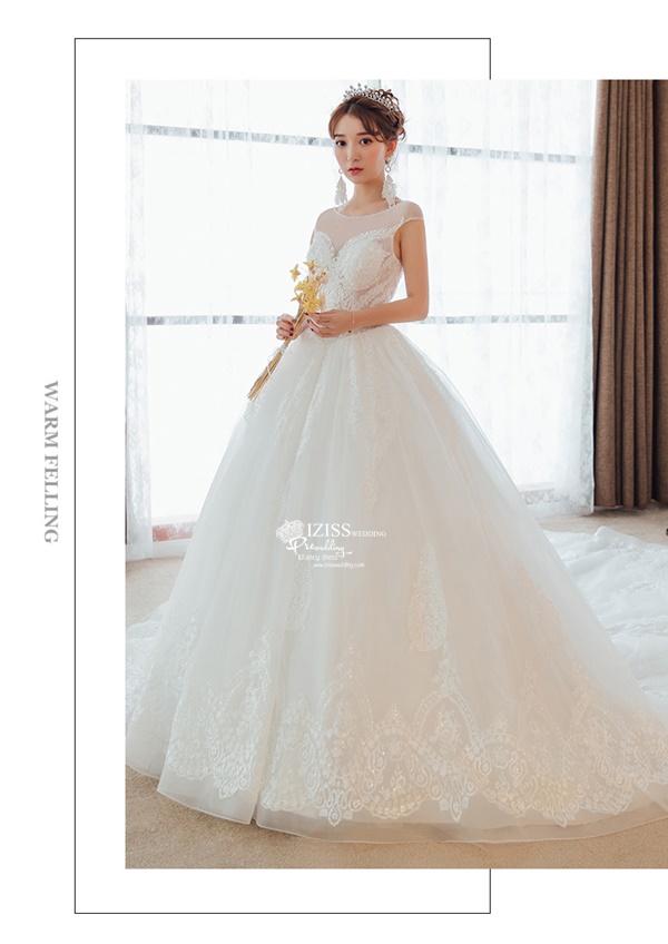 BR352 **พรีออเดอร์**ชุดแต่งงาน&ชุดเจ้าสาวแบบยาวอลังการ สีขาวเกรดพรีเมี่ยม หรูหราน่ารัก สวยโดดเด่นไม่ซ้ำใคร