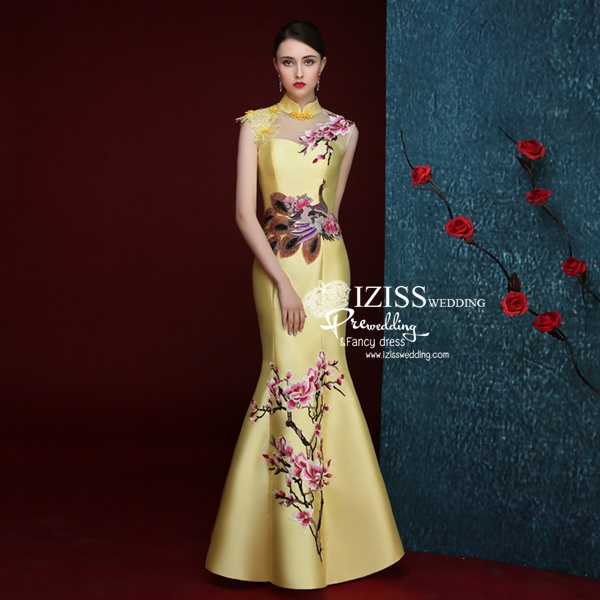 PW608- **พร้อมส่งสีเทาเงิน**ชุดกี่เพ้ายาว ชุดยกน้ำชา ชุดถ่ายพรีเวดดิ้ง (prewedding dress) & ชุดแต่งงานแฟนซี (Fancy wedding dress) "ธีมสีเทาเงิน"