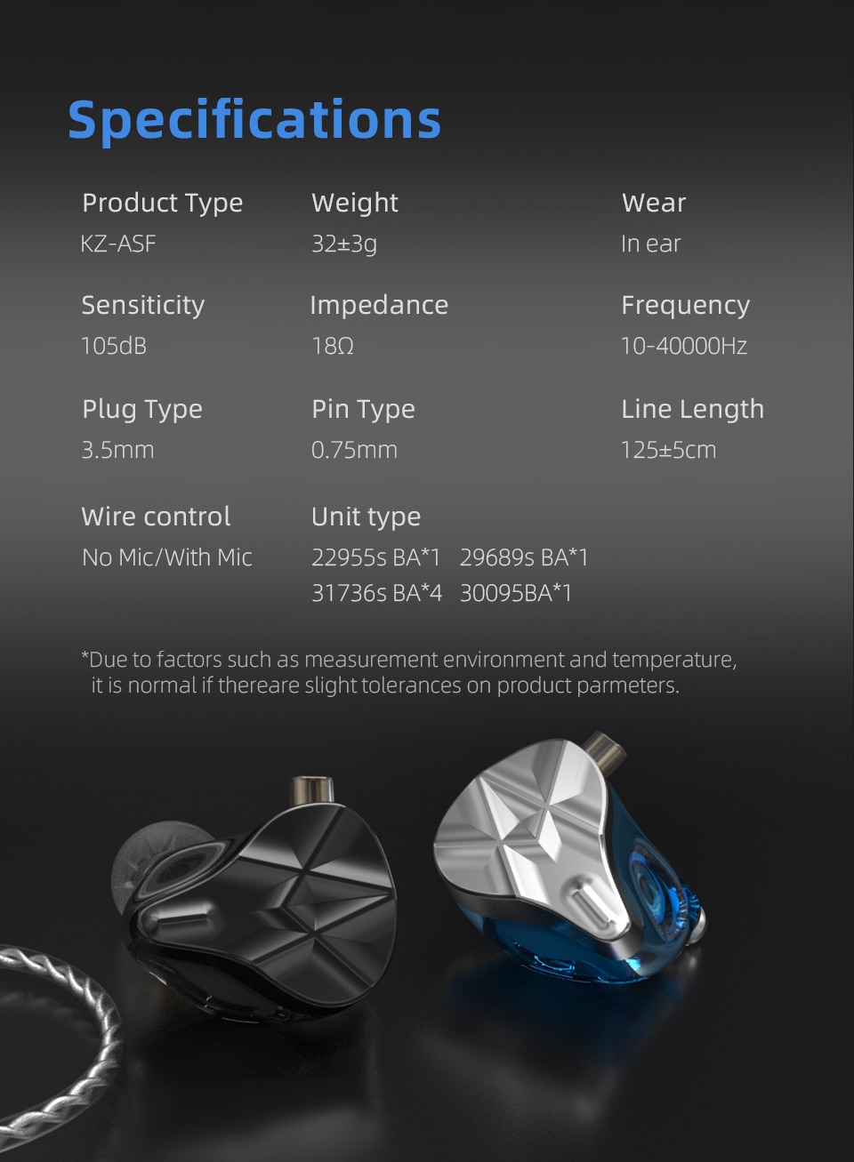 ขาย KZ ASF หูฟัง 5 ไดรเวอร์ Balanced (5BA) ประกันศูนย์ไทย