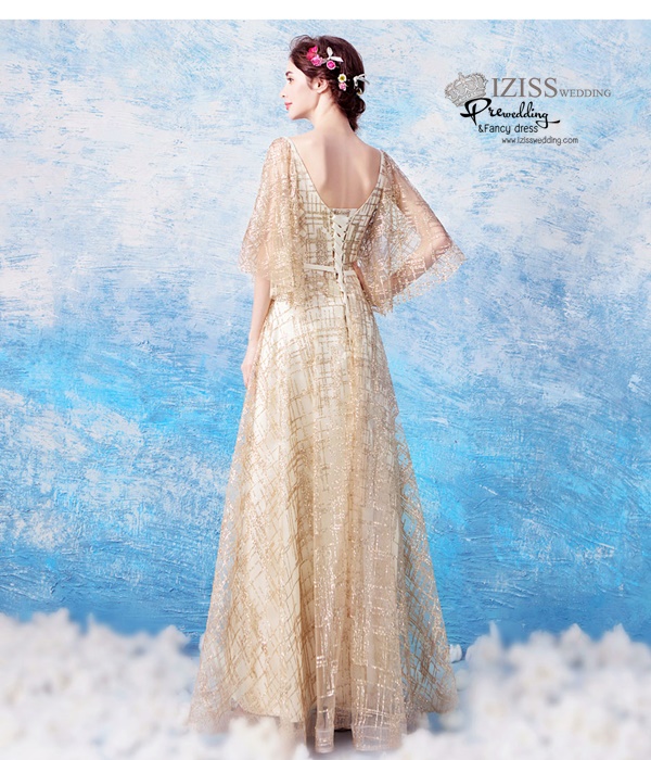 DL062 - **พรีออเดอร์** ชุดราตรี เดรสยาวออกงาน (Night party dresses) ชุดไปงานแต่งงานสวยๆ "ธีมสีทองแต่งกลิตเตอร์"