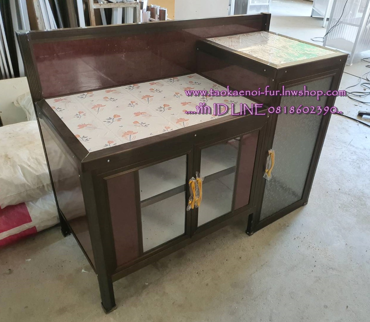 ตู้วางเตาซ่อนถังแก๊ส 120 cm. (ขอบเหลี่ยม)