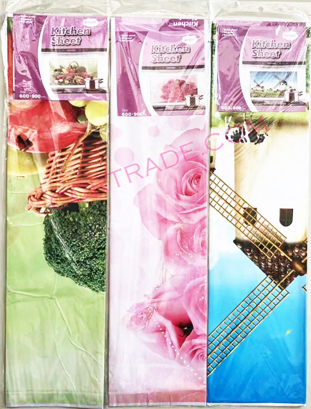 สติ๊กเกอร์กันน้ำมัน คละลาย 60x90 ซม.