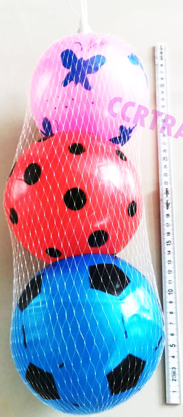 บอลการ์ตูนเป่าลม 3 ลูกถุงตาข่าย 35 ซม.