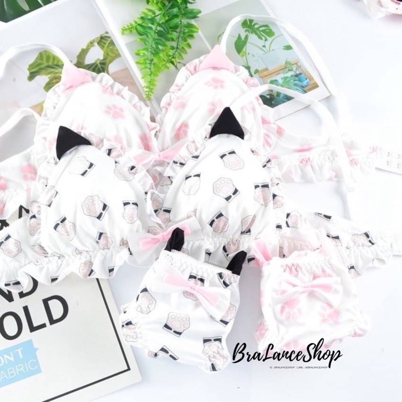 BLS✿loli15 Setบรา+กกน. ชุดชั้นในแฟชั่น สไตล์โอเอะ สาวกทาสแมว