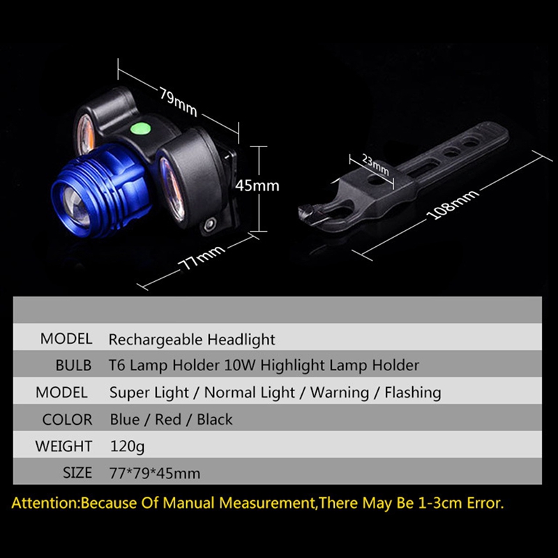 ไฟหน้าจักรยาน 2X COB Bicycle Headlights Mountain Bike Headlights T6