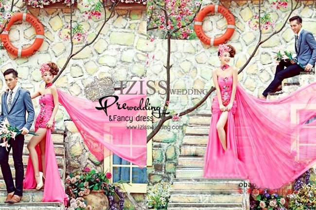PW089 - Pre order ชุดคู่ถ่ายพรีเวดดิ้ง (prewedding dress) & ชุดแต่งงานแฟนซี (Fancy wedding dress)ชายหญิง "ธีมสีชมพู-กรมท่า"
