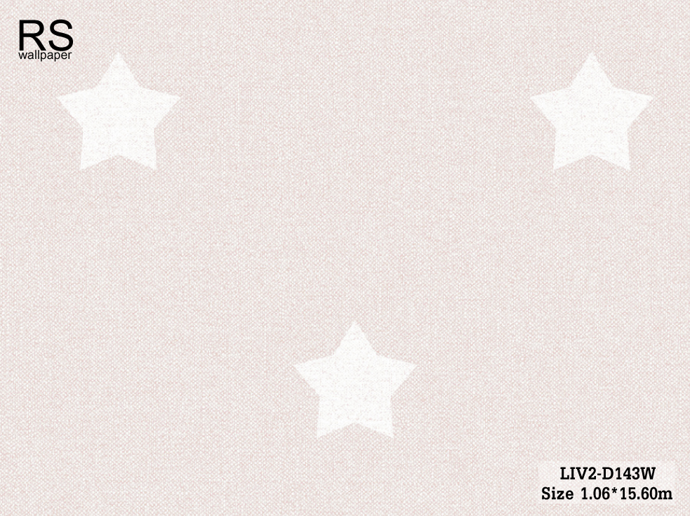 วอลเปเปอร์ ลายดาวสีขาว พื้นสีชมพูอ่อนมีกลิตเตอร์ LIV2-D143W