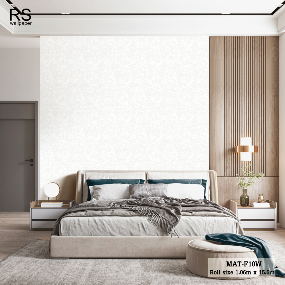 วอลเปเปอร์ ลายเลียนแบบหินอ่อน เทกเจอร์เนื้อผ้า สีขาว MAT-F10W