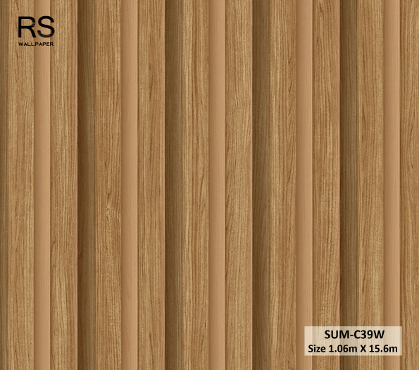 วอลเปเปอร์ ลายไม้ระแนงสีน้ำตาลส้ม SUM-C39W