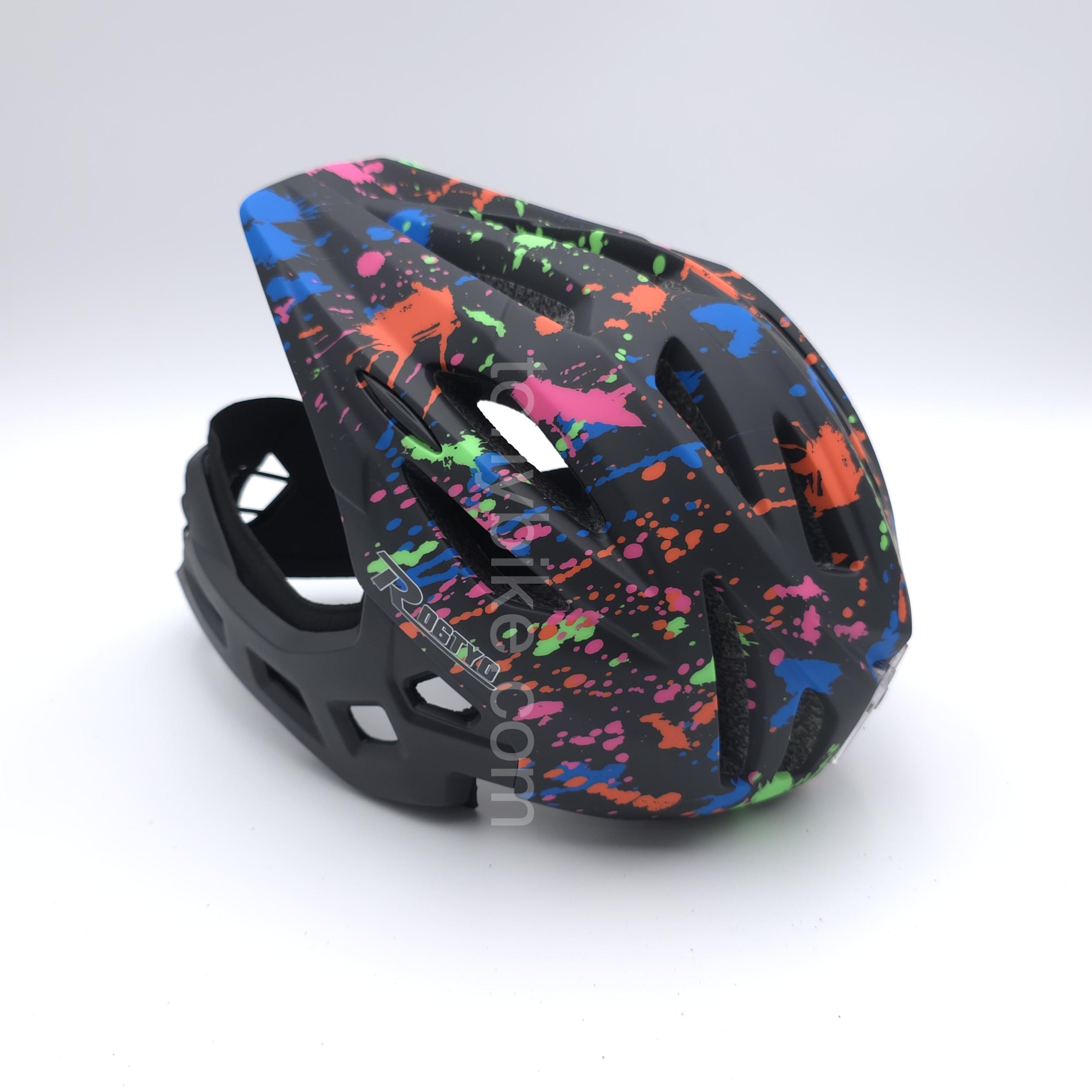 หมวกจักรยานเด็ก เต็มใบ สีดำ ลายเพ้นท์สี 46-53 ซม.