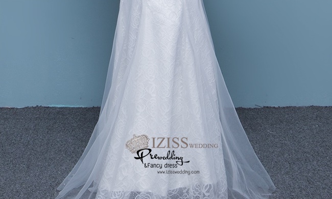 BR233 **พรีออเดอร์**ชุดแต่งงาน&ชุดเจ้าสาวแบบหางปลายาวสีขาวเกรดพรีเมี่ยม เปิดไหล่ มีแขน หรูหราน่ารัก สวยโดดเด่นไม่ซ้ำใคร