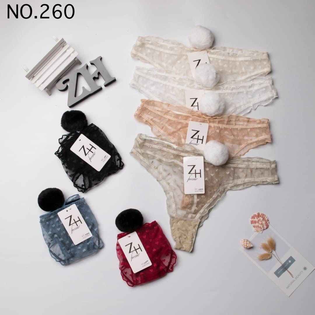 BLS✿260 กางเกงในลูกไม้ แต่งปอมๆหางกระต่าย