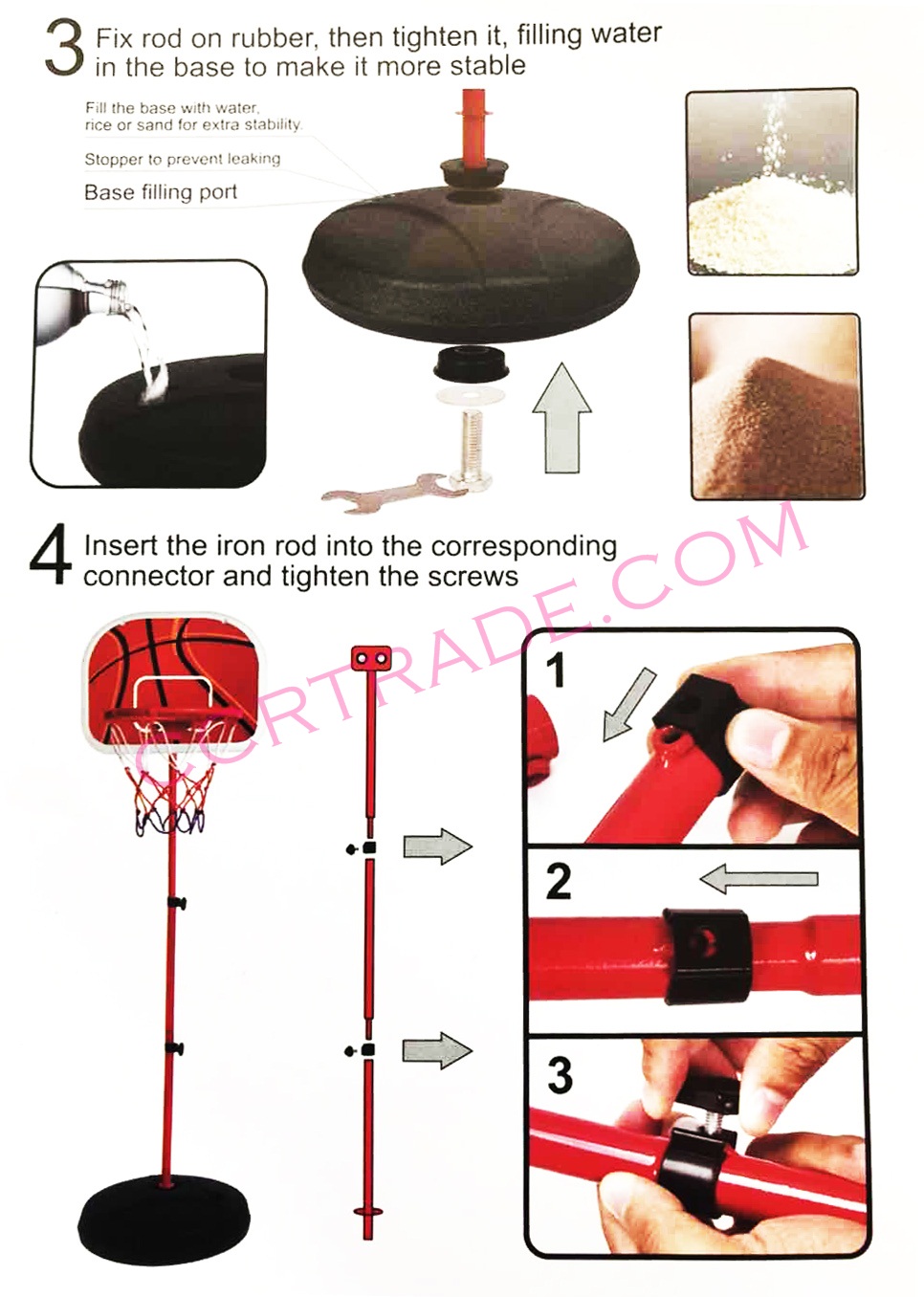 ชุดแป้นบาสแกนเหล็กปรับระดับความสูงได้ถึง 170 ซม.+ลูกบาสและที่สูบลมกล่องจัมโบ้