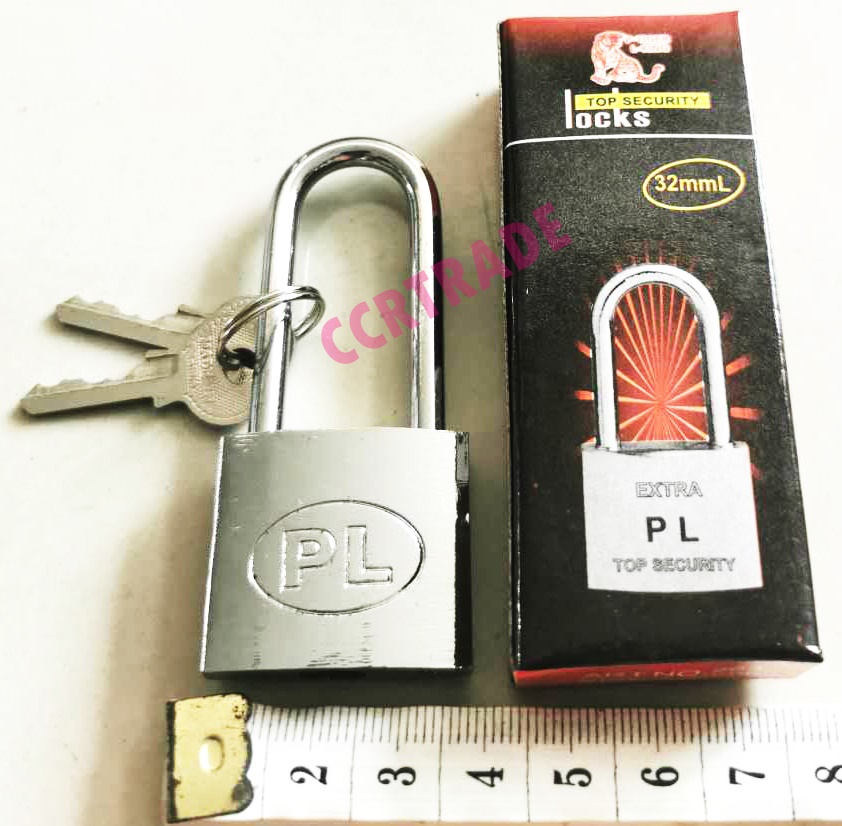 กุญแจเงิน 32 มิล+ลูกกุญแจ 2 ดอก คอยาวกล่อง 15 ซม.