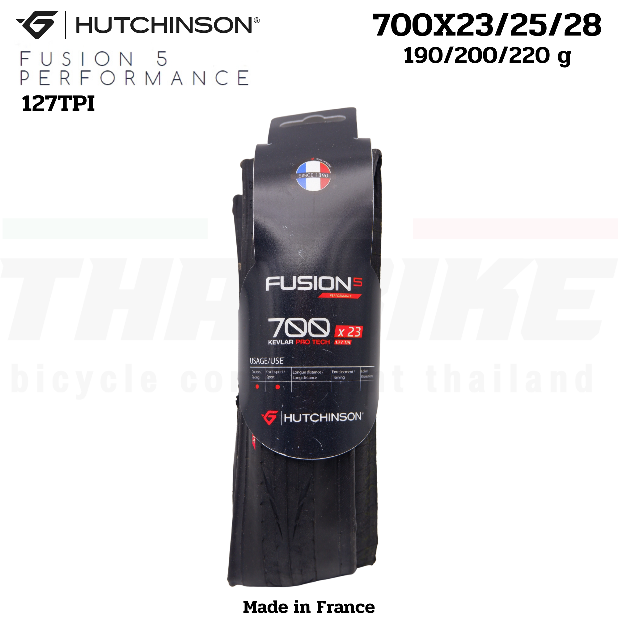 ยางนอกจักรยานเสือหมอบขอบพับ HUTCHINSON FUSION 5 PERFORMANCE 700X23 700X25 700X28