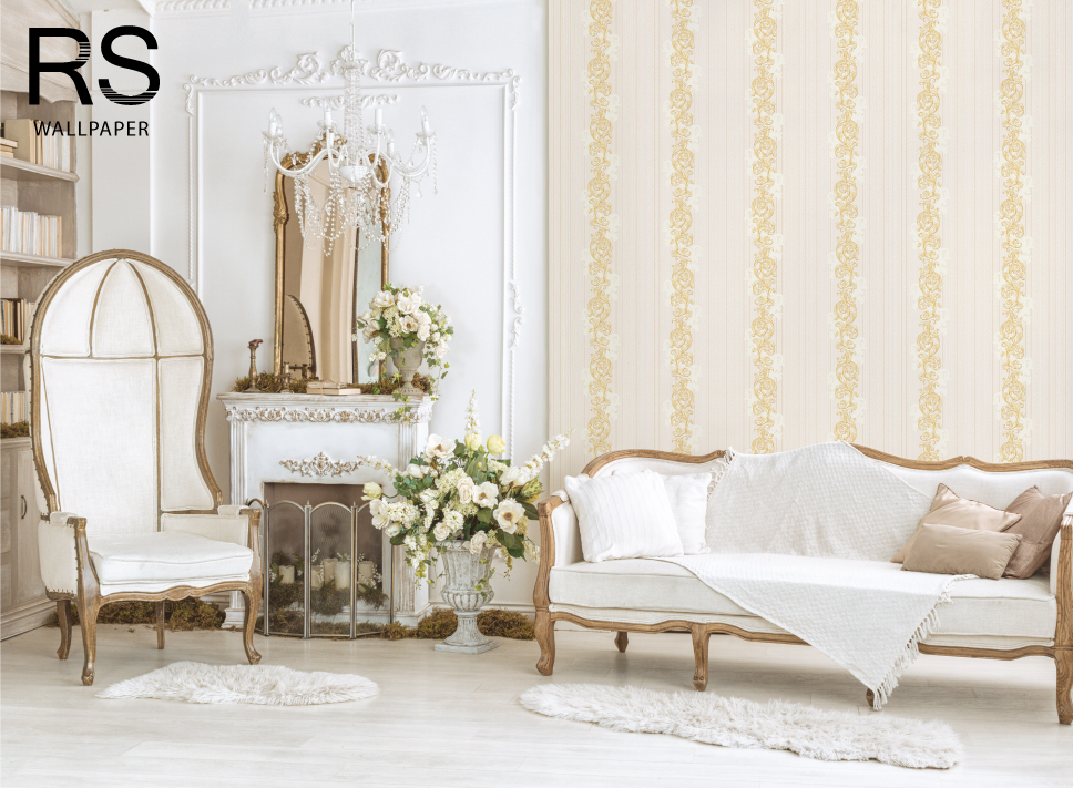 วอลเปเปอร์ลายทางหลุยส์สีทอง MUT-D41W