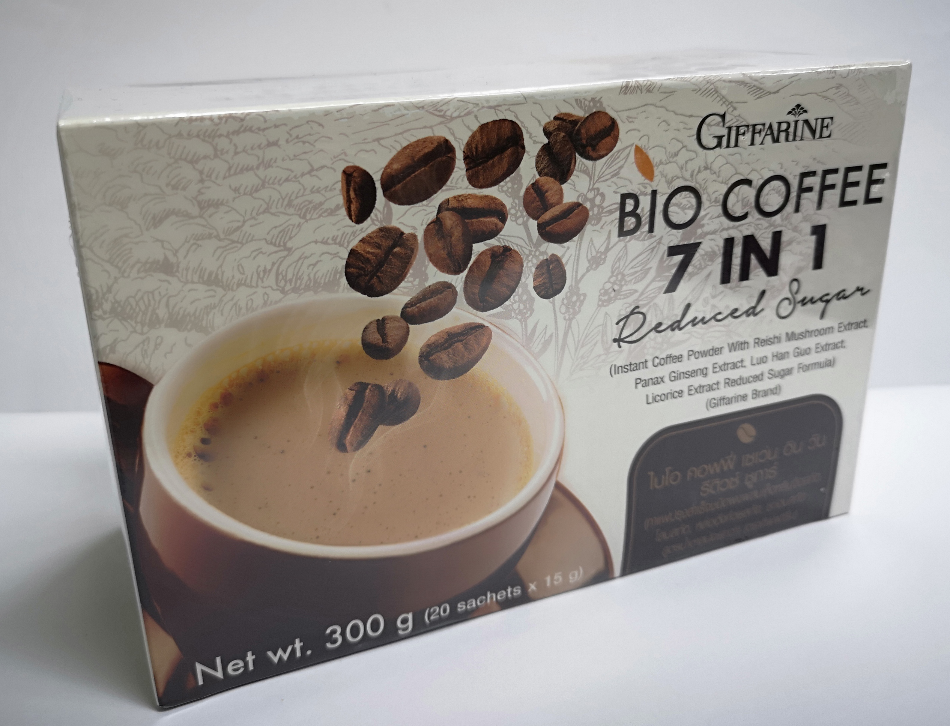 กาแฟไบโอคอฟฟี่ 7 in 1 สูตรน้ำตาลน้อย (กาแฟผสมเห็ดหลินจือสกัด,โสมสกัด,หล่อฮังก้วยสกัด,ชะเอมสกัด)