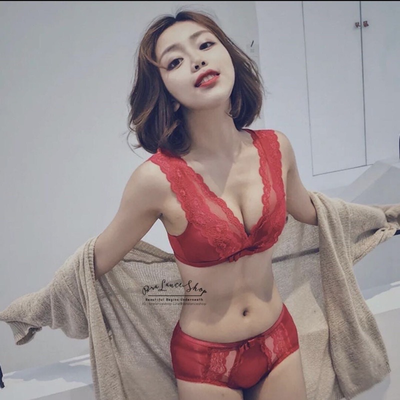 BLS✿323 Setบรา+กกน. ชุดชั้นในลูกไม้ สายใหญ่สไตล์เสื้อกล้าม