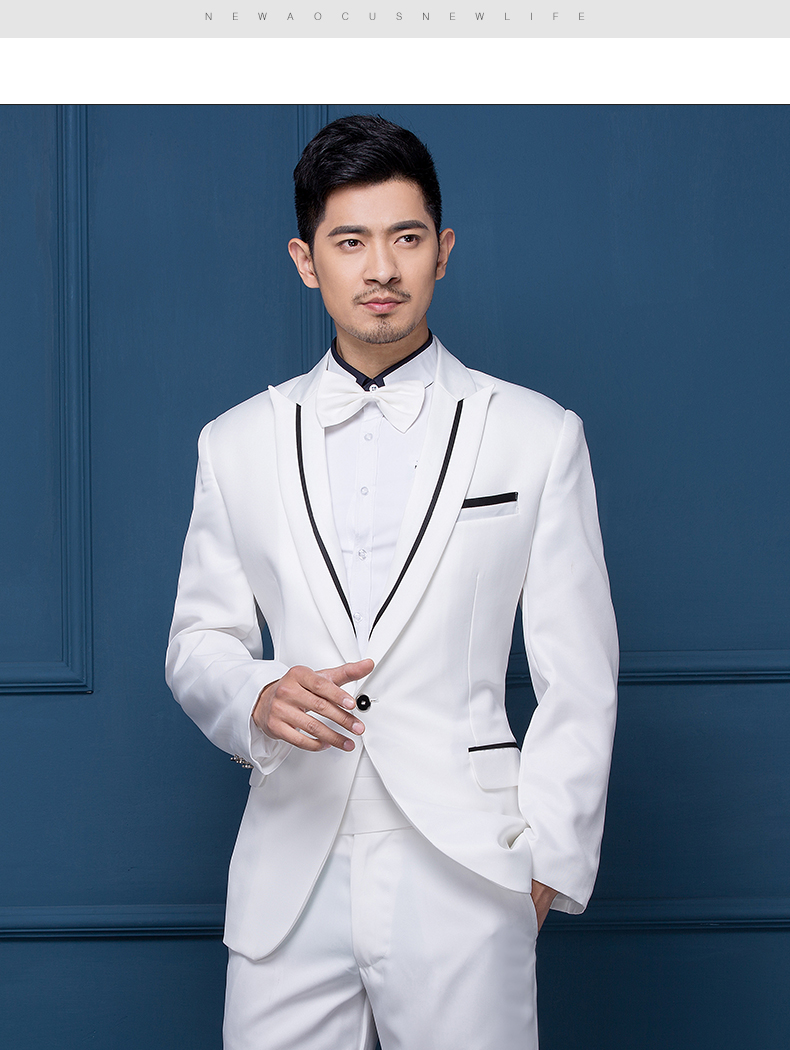 ST126- **พรีออเดอร์**สูทผู้ชายสีขาวสลับดำ สูทสีดำสลับขาว แขนยาว พร้อมกางเกง ชุดสูทเจ้าบ่าว สูทแฟนซี ถ่ายพรีเวดดิ้ง & ชุดแต่งงานแฟนซี (Fancy wedding dress) สูททักสิโด้ผู้ชายสีขาวและสีดำ