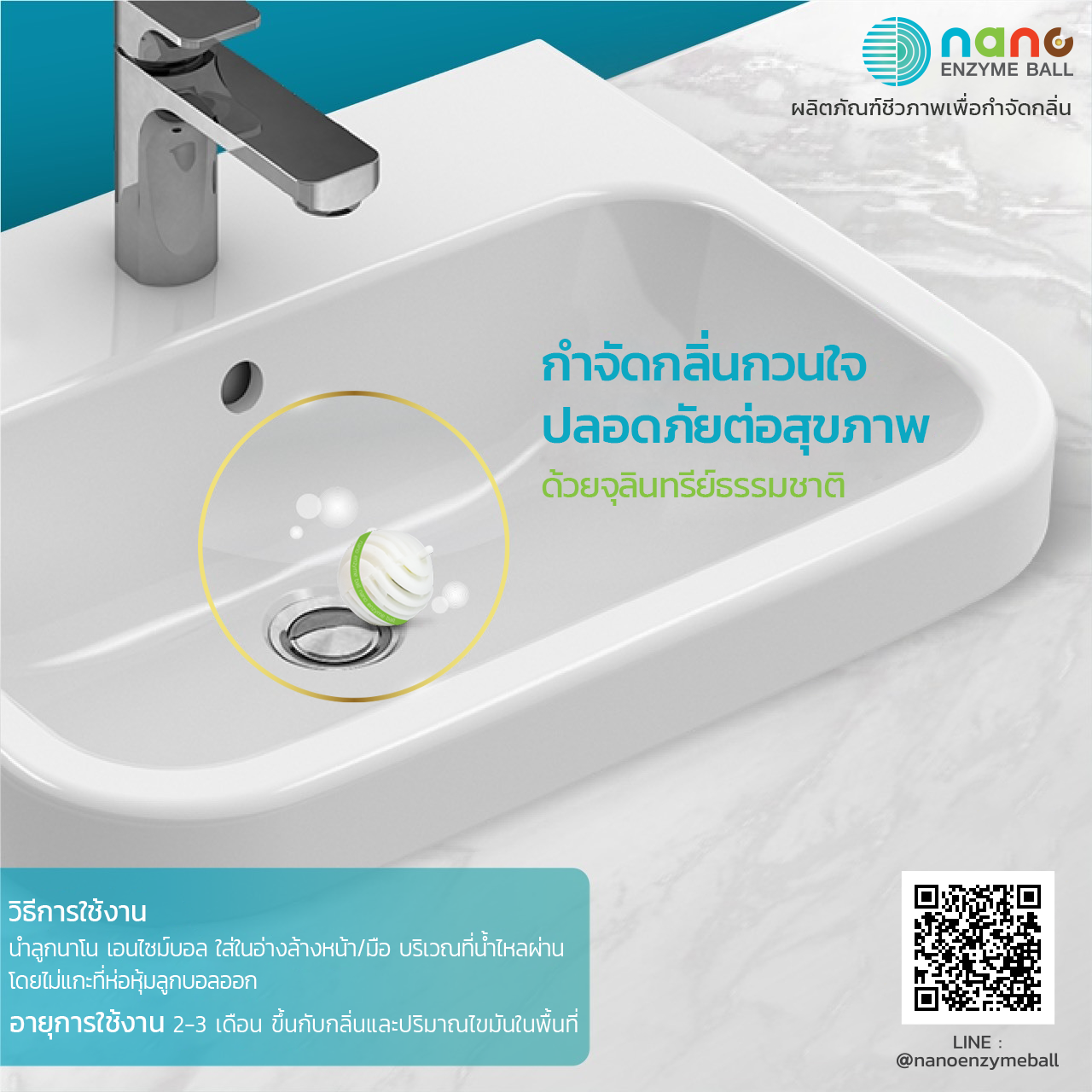 นาโน เอนไซม์บอล ขนาด 2 ลูก จำกัดกลิ่นห้องน้ำ กลิ่นอับ กลิ่นสัตว์เลี้ยง พรมอับ แทนลูกเหม็น (Nano Enzyme Ball 2 balls box Bio-odorless control treatment )