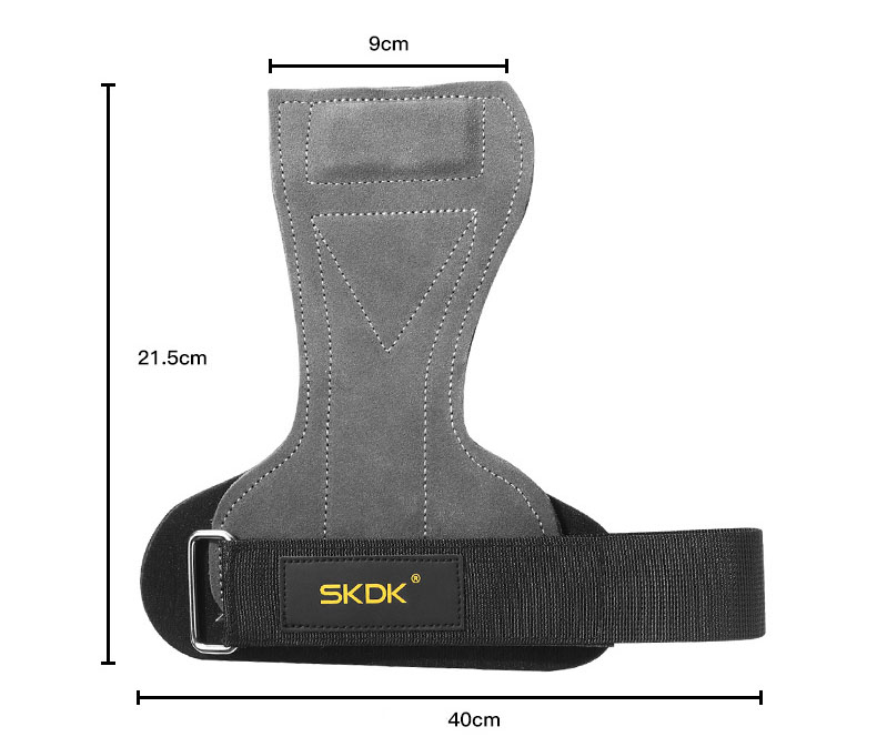 รัดข้อพร้อมแผ่นรองฝ่ามือสำหรับยกน้ำหนัก Grip pads & Strap SKDK ส่งในไทย