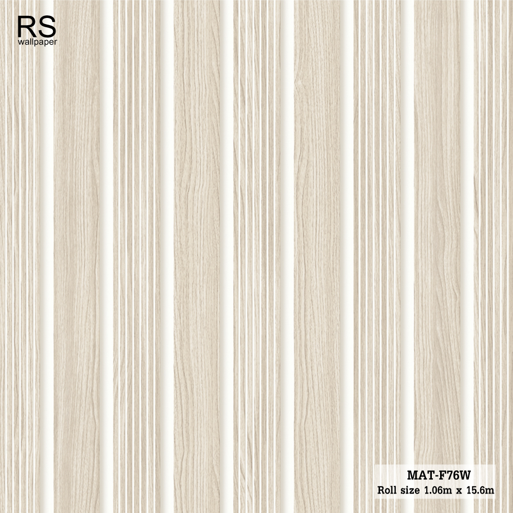 วอลเปเปอร์ ลายไม้สีงา สลับกับลายทางสีขาว MAT-F76W