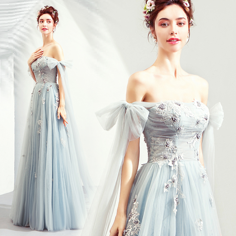 DL110 **พร้อมส่ง** ชุดออกงานสีเทา ชุดราตรี เดรสยาวออกงาน (Night party dresses) ชุดไปงานแต่งงานสวยๆ "ธีมสีเทา"