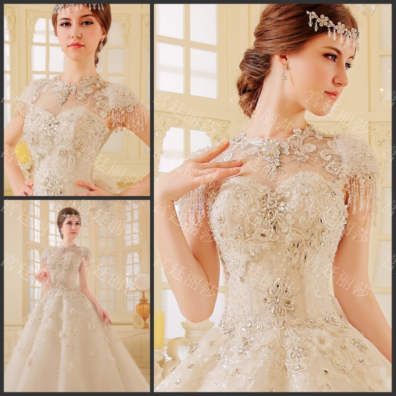 BRL047 **พรีออเดอร์**ชุดแต่งงานหรูหราประดับดอกไม้ผสมเพชรและคริสตัล สวยงามดุจเจ้าหญิง