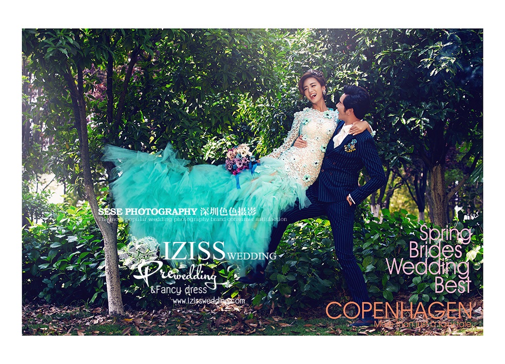 PW067 - **เลิกผลิตค่ะ** ชุดคู่ถ่ายพรีเวดดิ้ง (prewedding dress) & ชุดแต่งงานแฟนซี (Fancy wedding dress)ชายหญิง "ธีมสีเขียวมินท์-น้ำเงิน"