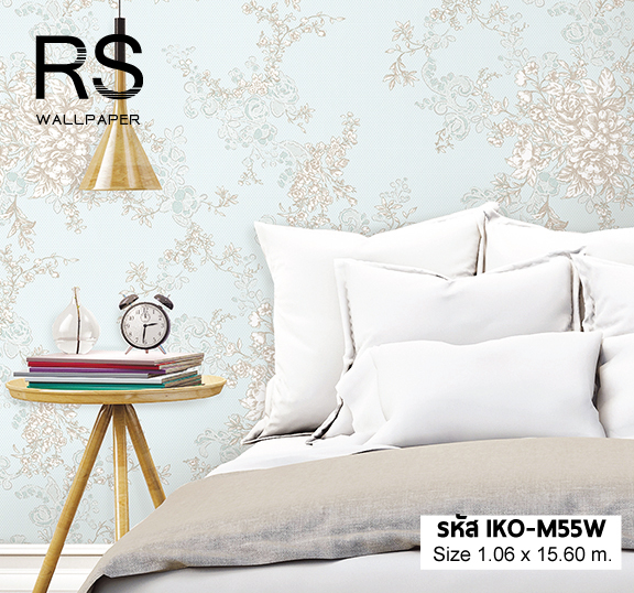 วอลเปเปอร์ลาย ดอกไม้วินเทจสีฟ้า IKO-M55W