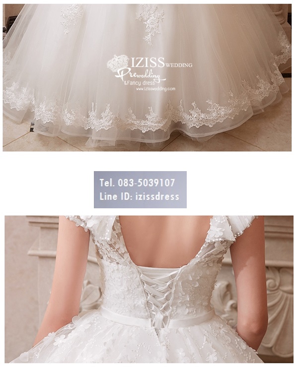 BR301 **พรีออเดอร์**ชุดแต่งงาน&ชุดเจ้าสาวแบบยาวสีขาวเกรดพรีเมี่ยม หรูหราน่ารัก สวยโดดเด่นไม่ซ้ำใคร