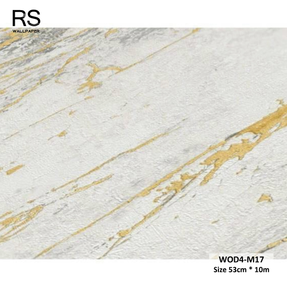 วอลเปเปอร์ลายหินอ่อน สีทองเทา พื้นสีขาว WOD4-M17
