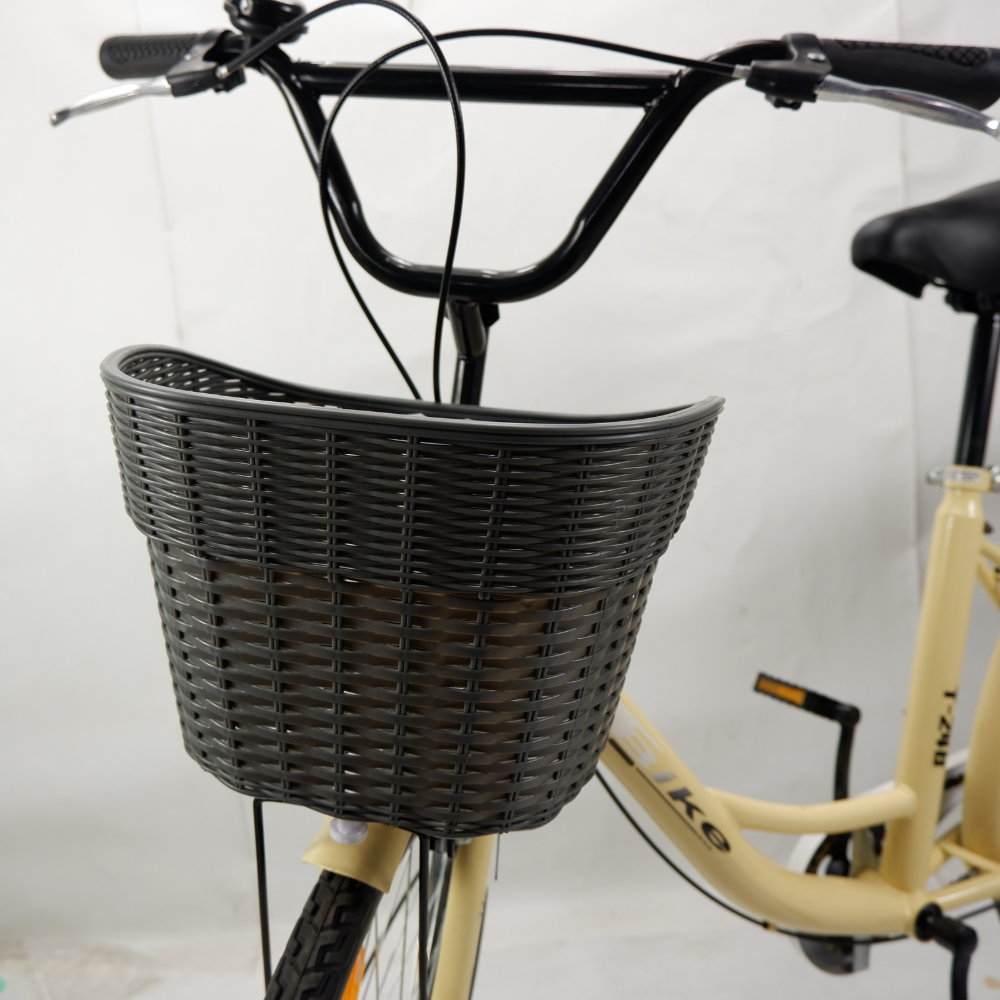 ตะกร้าพลาสติกสีเทา สำหรับจักรยานแม่บ้าน ขนาด 20 และ 24 นิ้ว พร้อมน็อตติดตั้ง