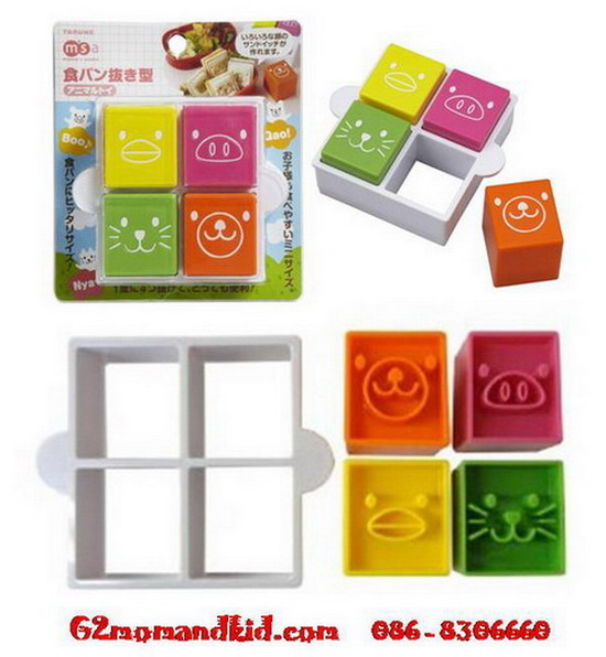 ++พร้อมส่ง++ พิมพ์กดขนมปัง กดแซนวิช กดคุ๊กกี้ กดอาหาร พร้อมตัวปั๊มลายหน้าตา 1 แพ็ค มี 4 ลาย สินค้านำเข้าญี่ปุ่นแท้ค่ะ