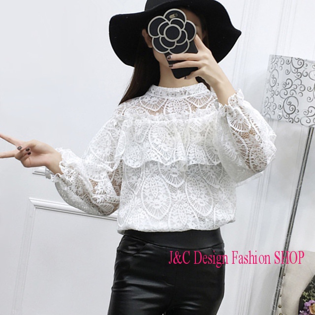 เสื้อลูกไม้สไตน์เกาหลีสีดำ เสื้อลูกไม้สไตน์วัยรุ่นสีดำ เสื้อใส่ผ้าซิ่น เสื้อลูกไม้สีดำแขนยาว 5 ส่วน เสื้อลูกไม้สีดำใส่กับผ้าซิ่น