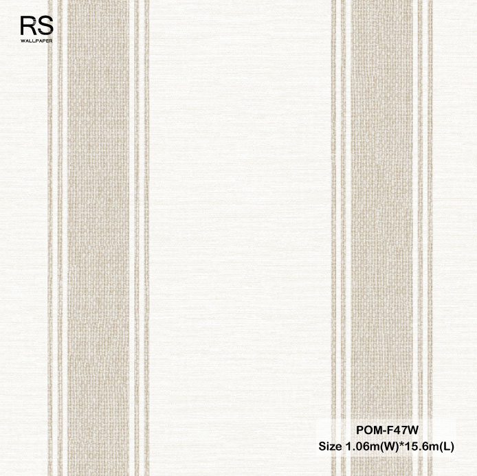 วอลเปเปอร์ลายทาง สีน้ำตาลอ่อนสลับสีน้ำตาล POM-F47W