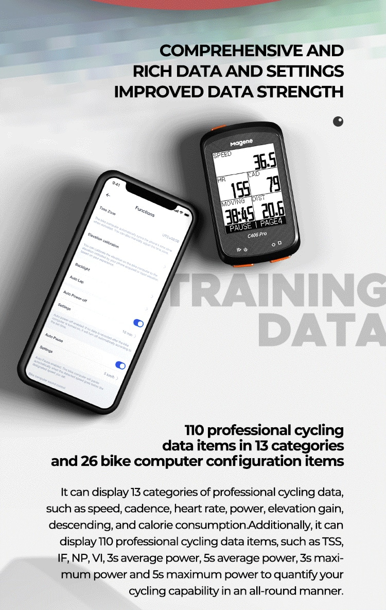 ไมล์จักรยานแบบ Magene C406Pro GPS Bike Computer Speedometer Odometer Cycling Training